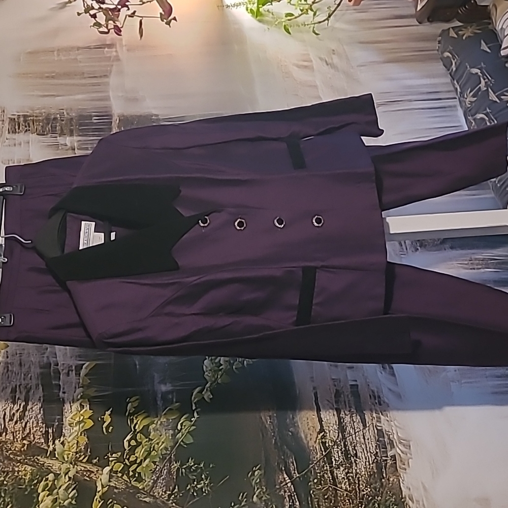 Jessica Howard Womens 14 Business suit jacket coat & pants set deep purple